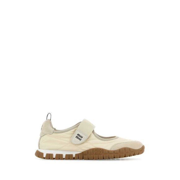 Miu Miu Women Sand Fabric Tyre Ballerinas